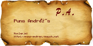 Puns András névjegykártya